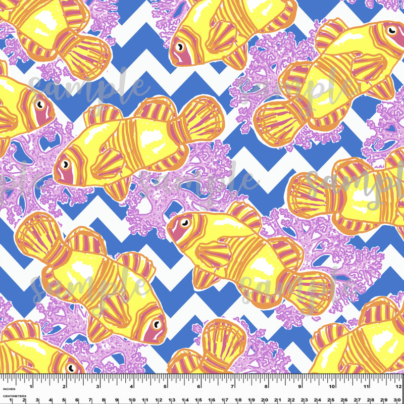 Tropical Pink Fish. Lilly P Inspired Printed Pattern Vinyl Design #20