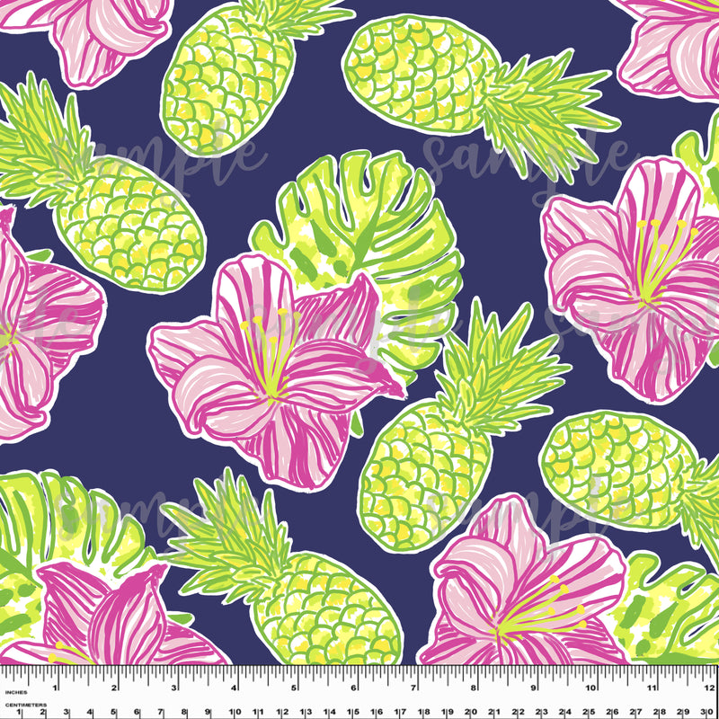 Tropical Flower and Pineapple. Lilly P Inspired Printed Pattern Vinyl Design #10