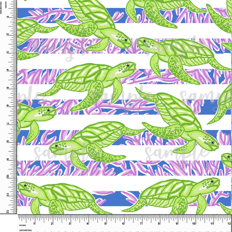 Green Turle. Lilly P Inspired Printed Pattern Vinyl Design #21