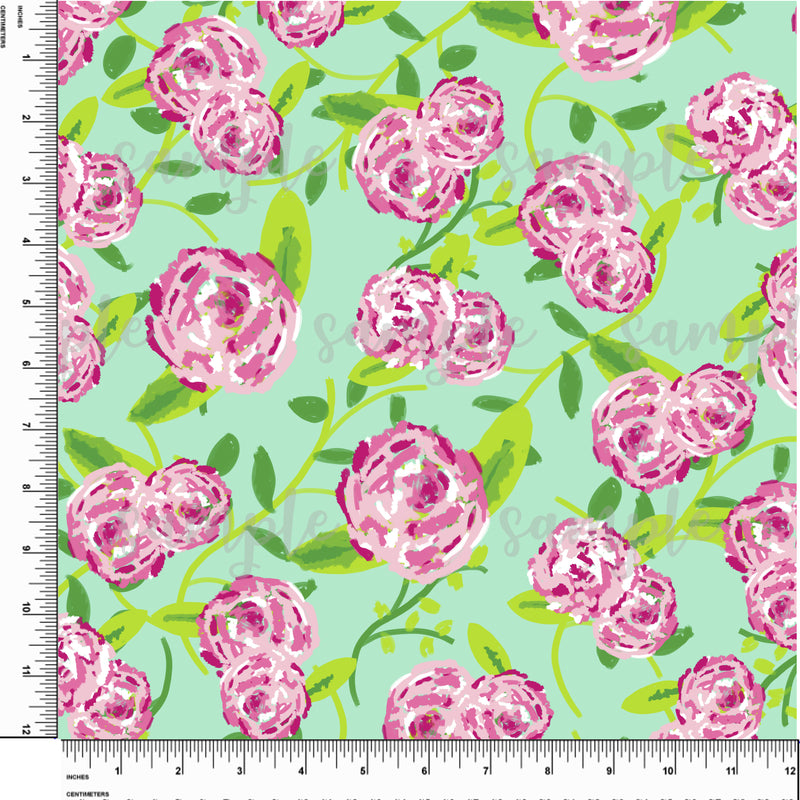 Peony. Pink Flower. Lilly P Inspired Printed Pattern Vinyl Design #37