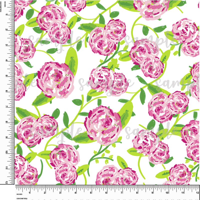 Peony. Pink Flower. Lilly P Inspired Printed Pattern Vinyl Design #39